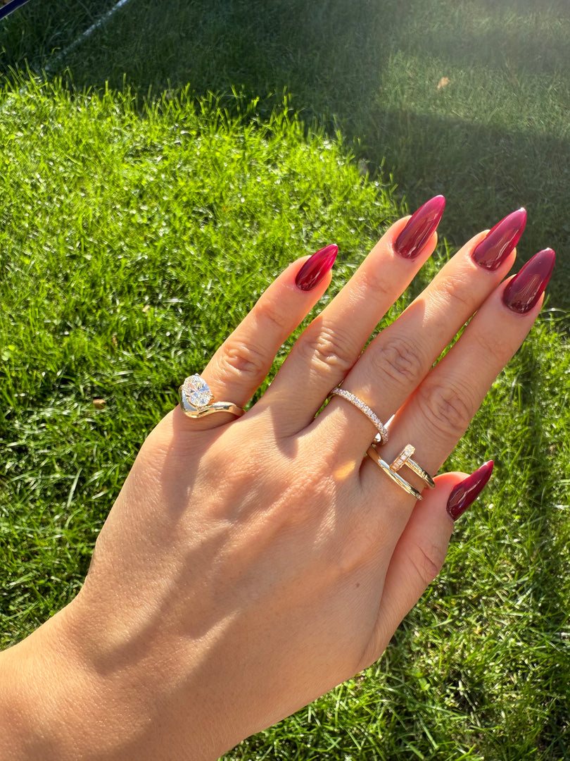 Oval Diamond Pinky Ring