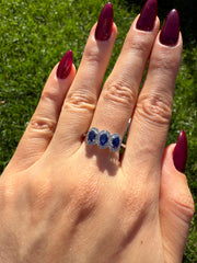 Sapphire Trinity Halo Ring