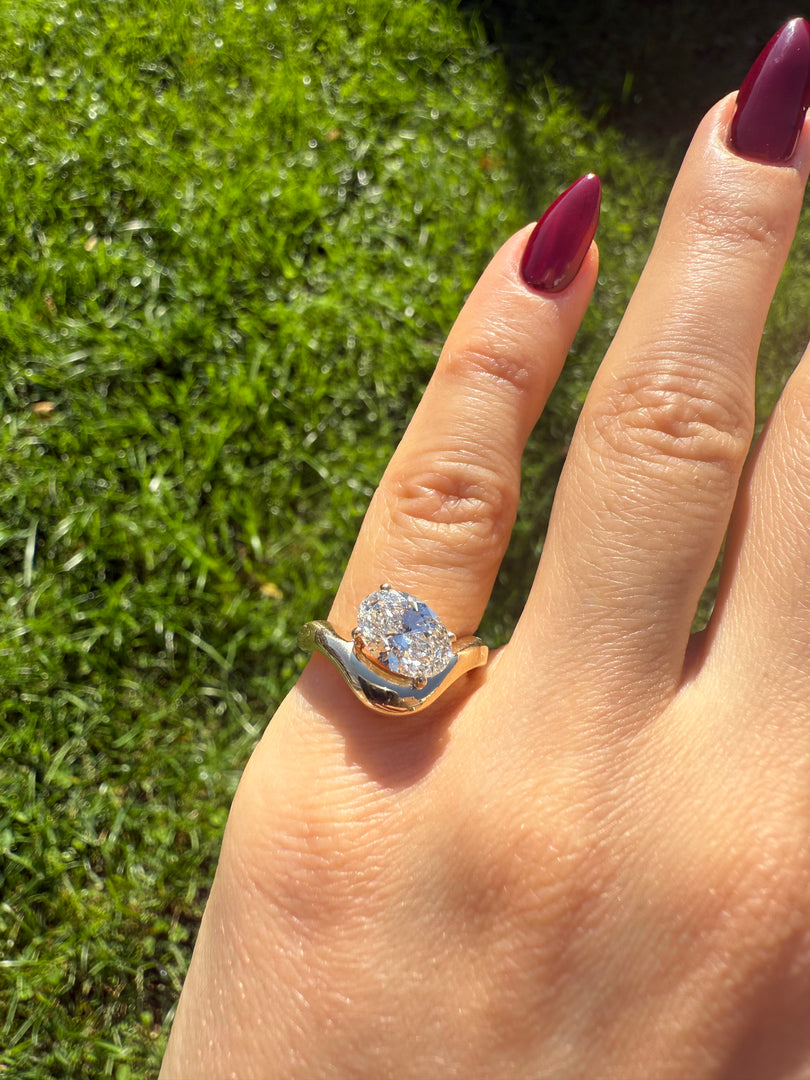 Oval Diamond Pinky Ring