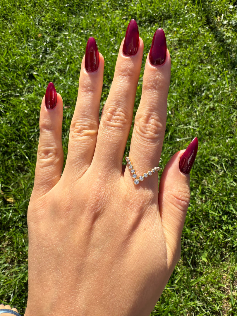 Diamonds V Ring Yellow Gold