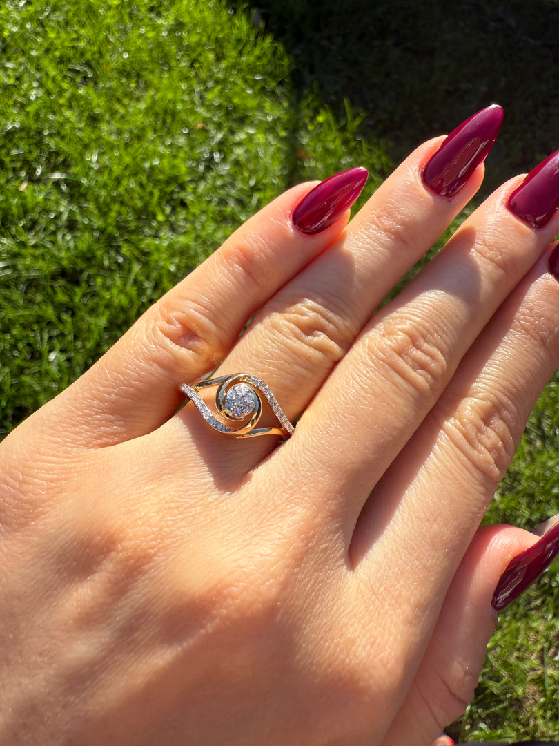 Yellow flower cluster ring