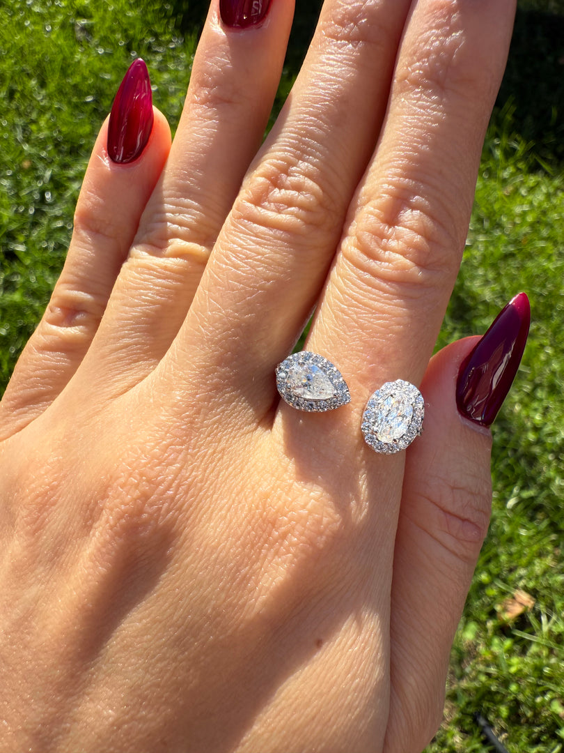 Two stone Oval Pear diamond ring