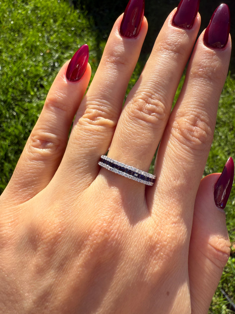 Sapphire Diamond Eternity Band