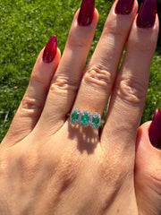 Emerald Trinity Halo Ring