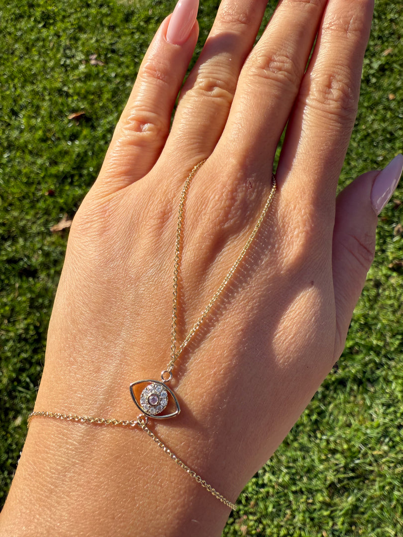 Diamond Evil Eye Hand Chain