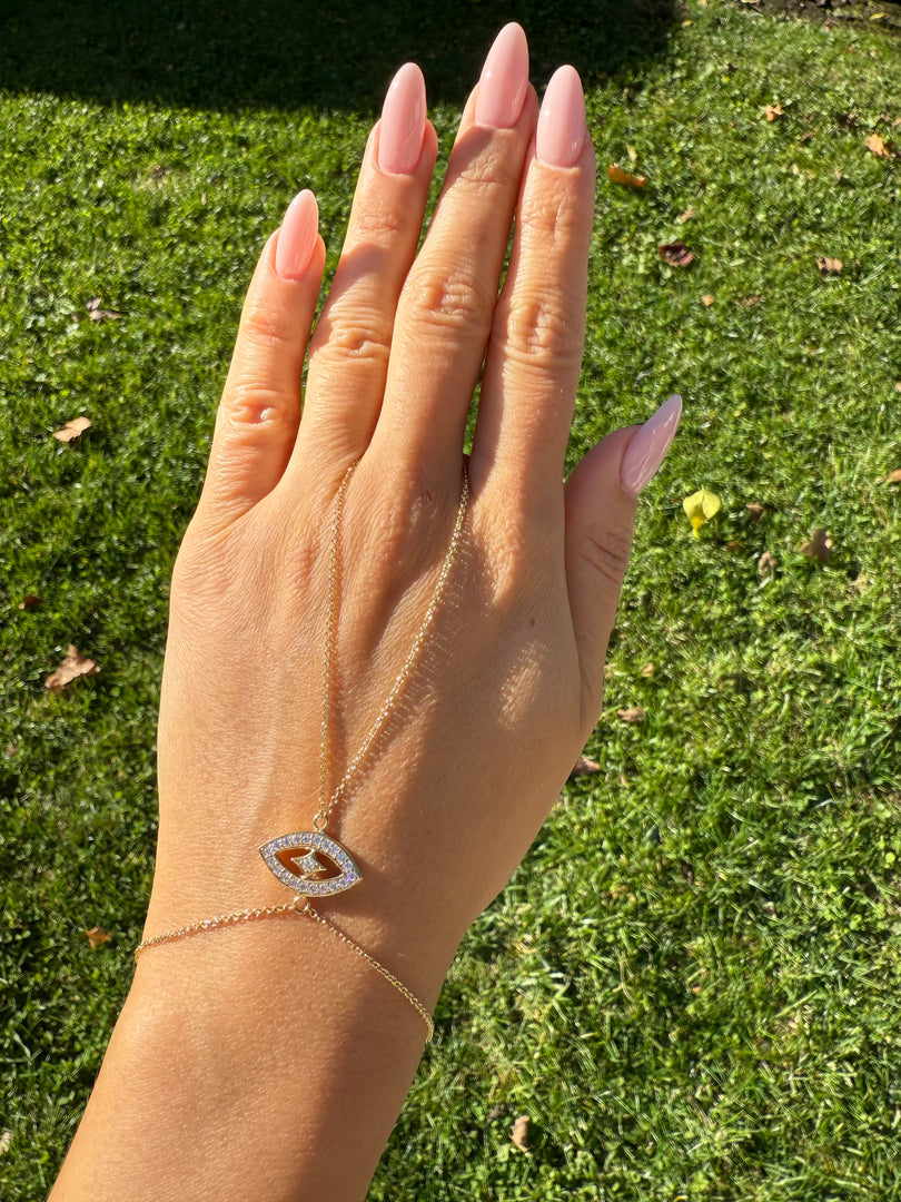 Diamond Evil Eye Hand Chain