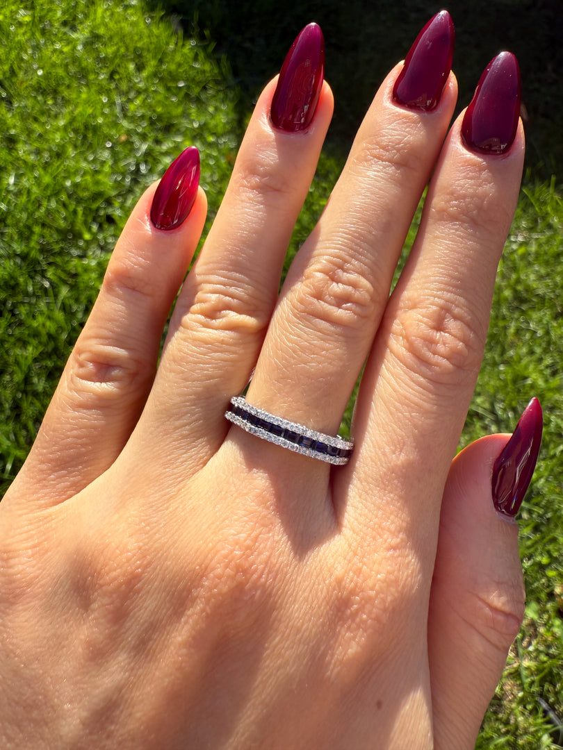 Sapphire Diamond Eternity Band
