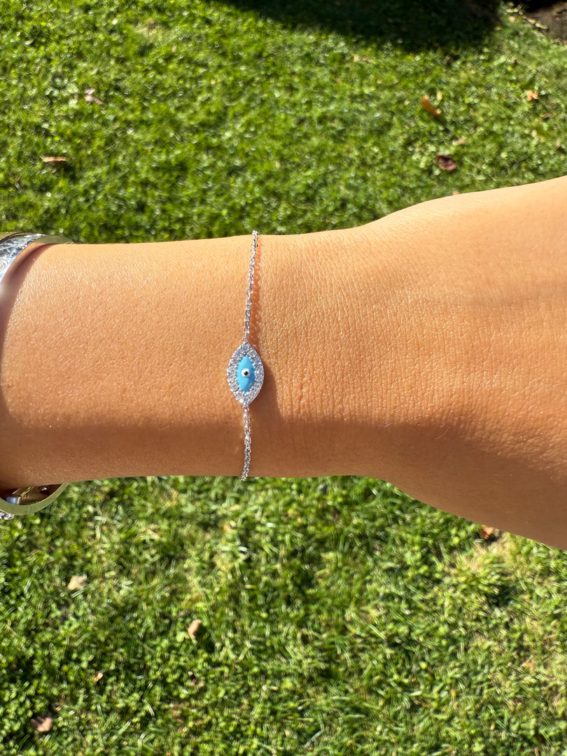 Evil Eye Bracelet White Gold