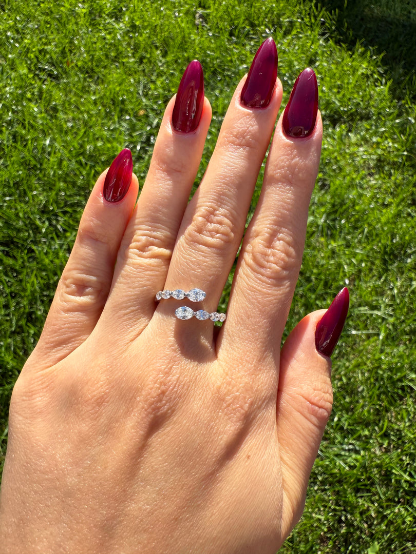 Twisted two row diamond band