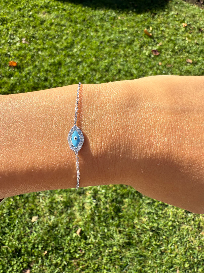 Evil Eye Bracelet White Gold