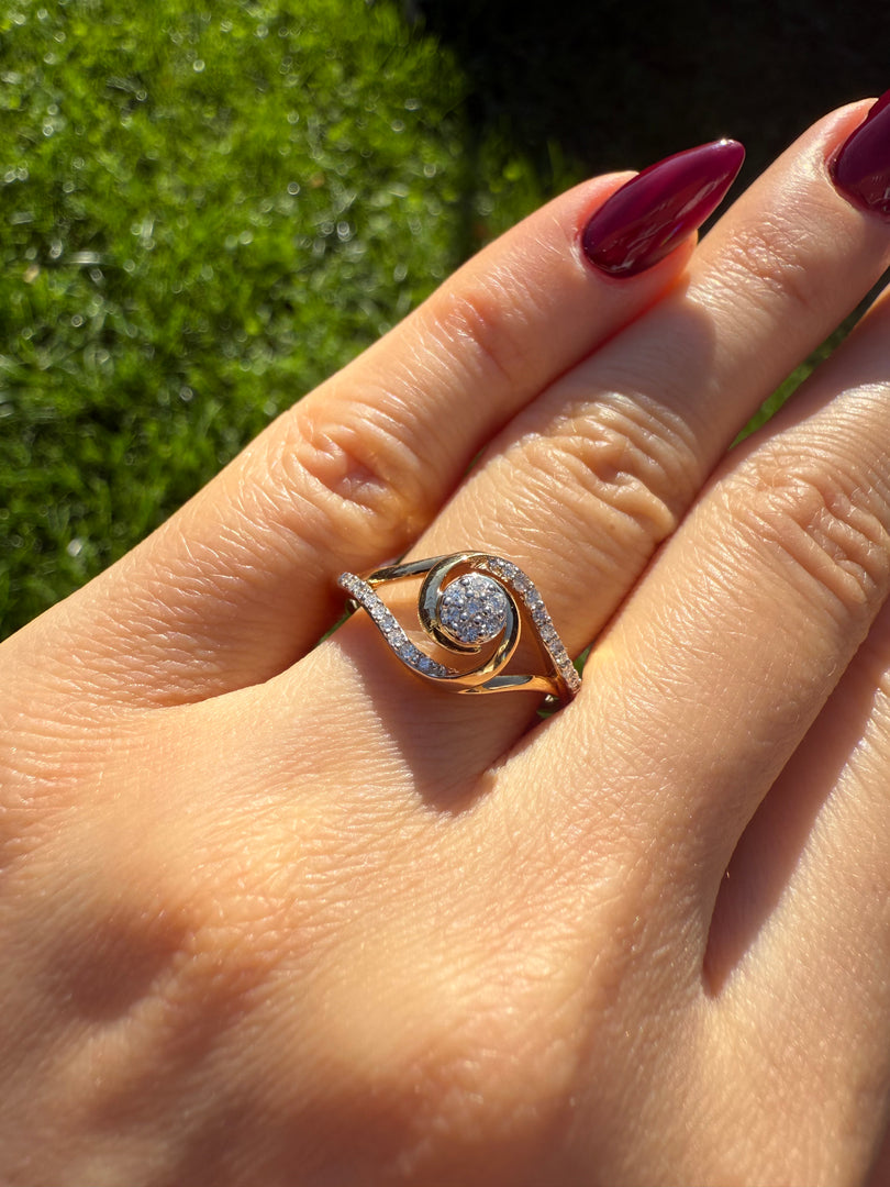 Yellow flower cluster ring