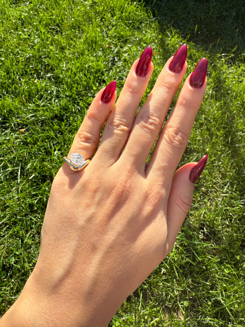 Oval Diamond Pinky Ring