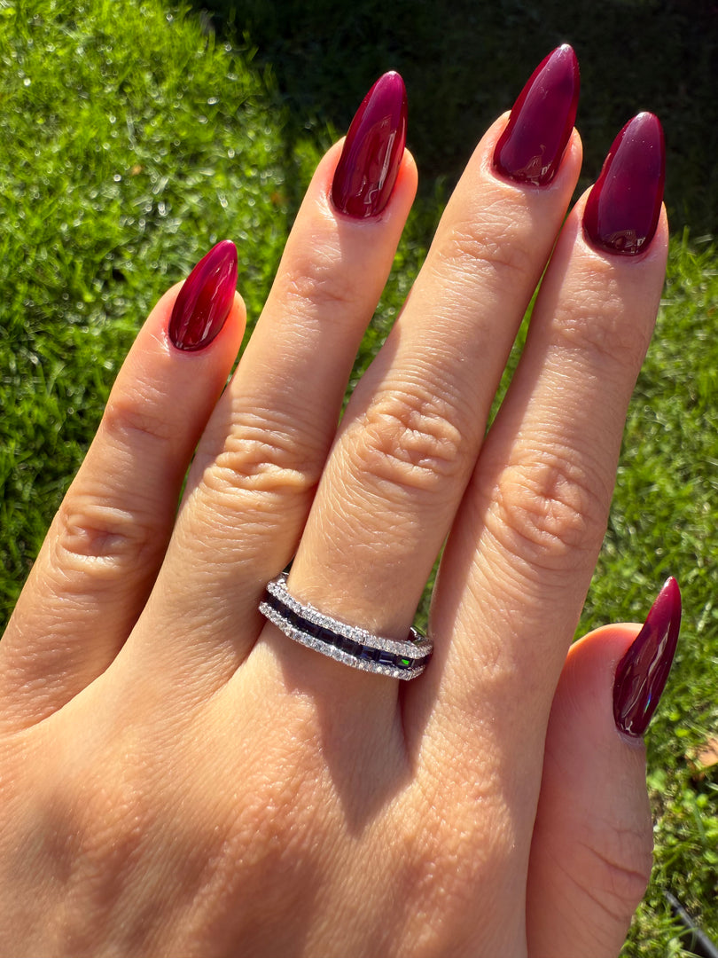 Sapphire Diamond Eternity Band