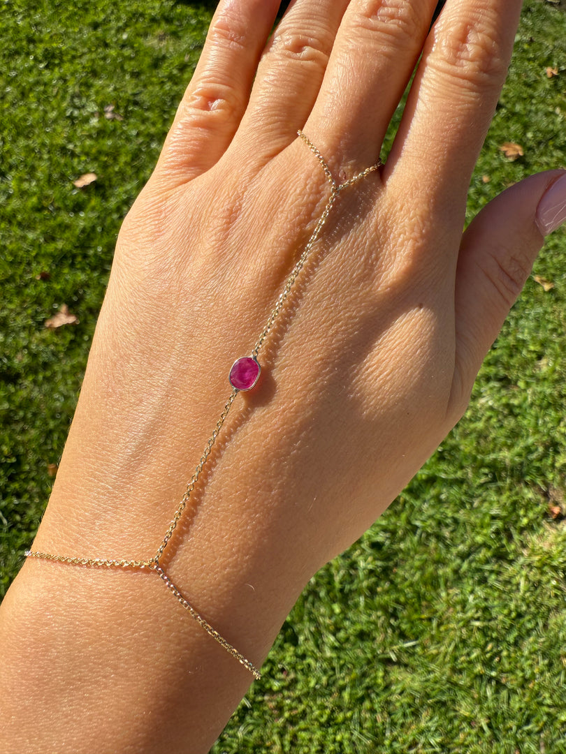 Ruby Gold Hand Chain