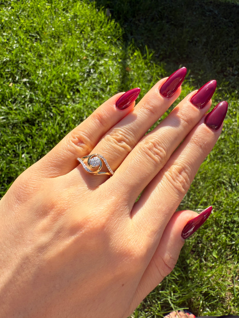 Yellow flower cluster ring