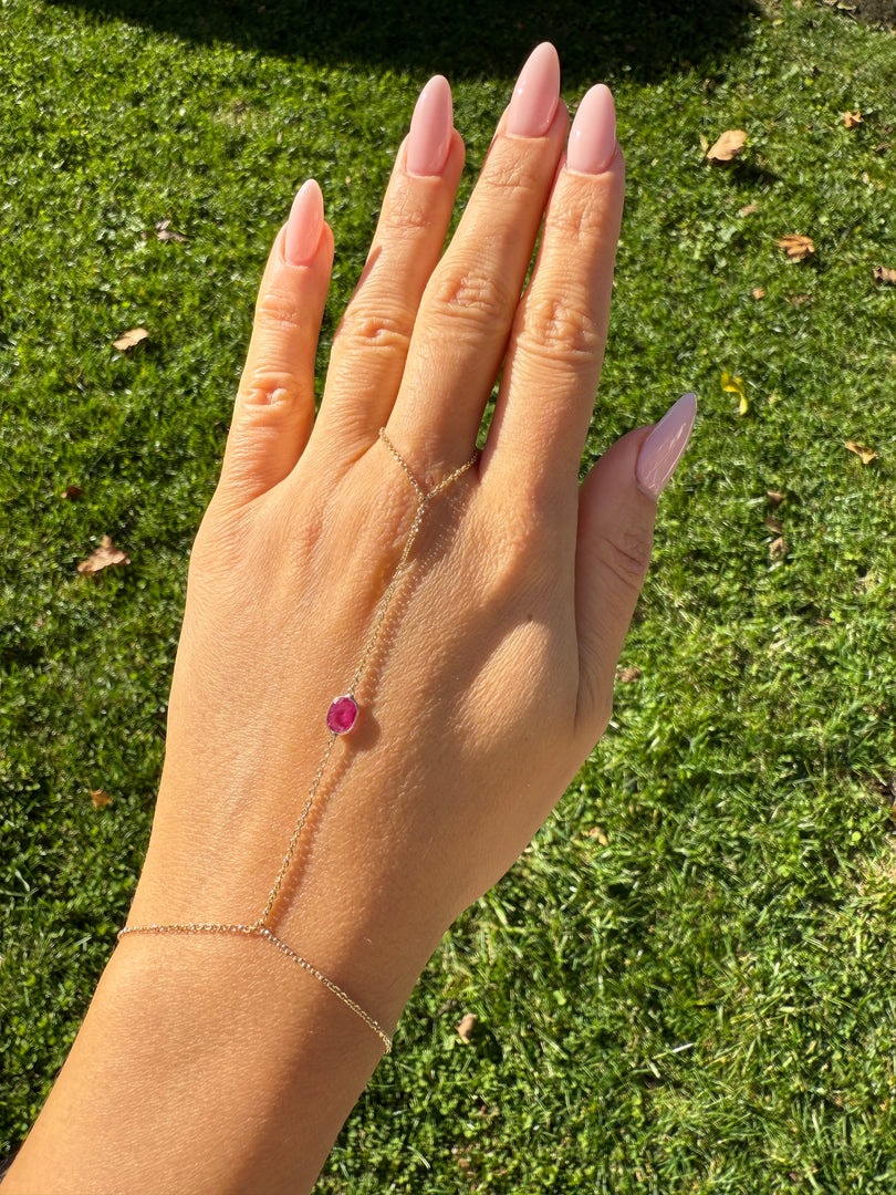Ruby Gold Hand Chain